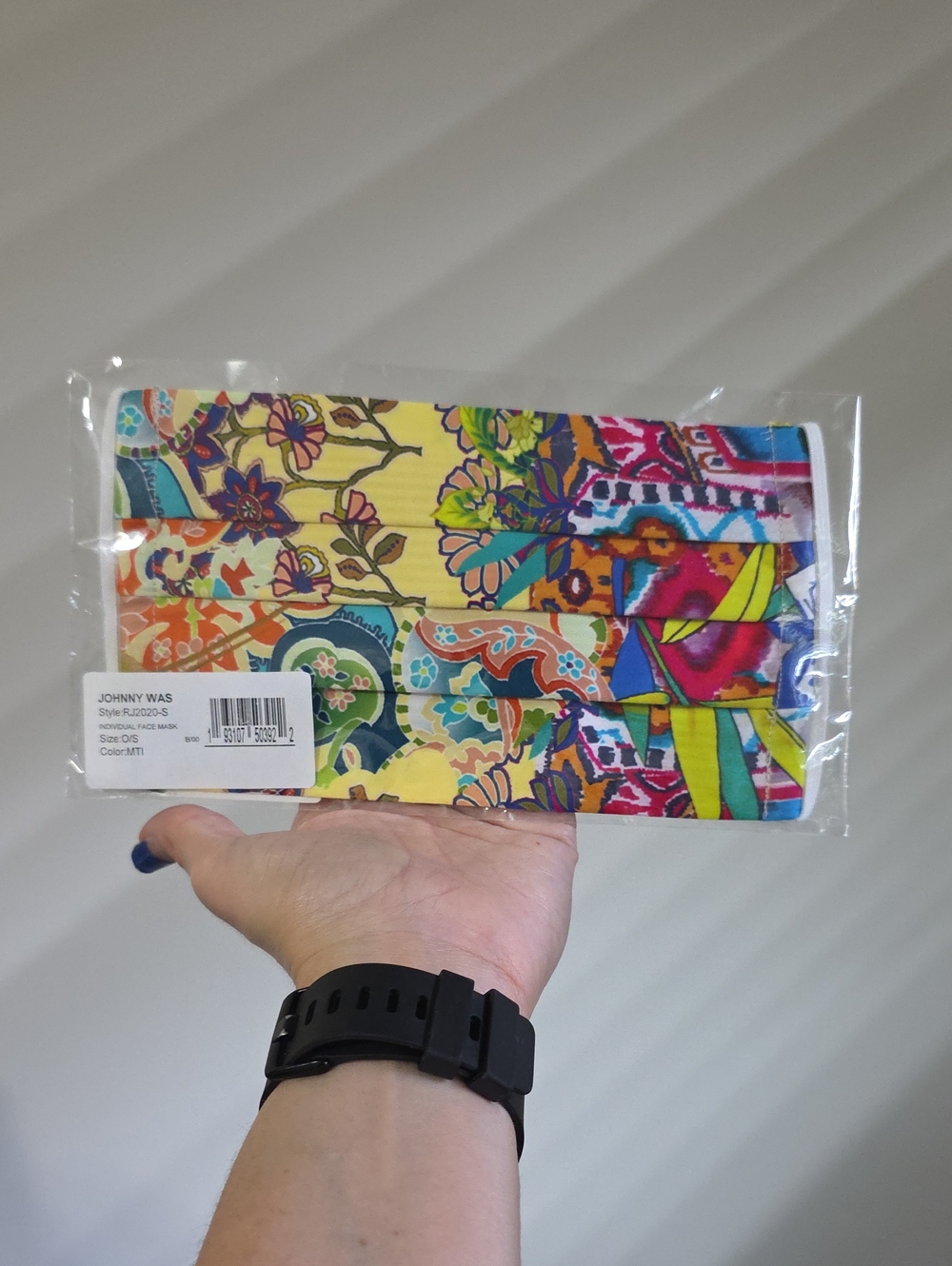 New Johnny Was Cotton Sateen Vibrant Floral Boho Face Mask